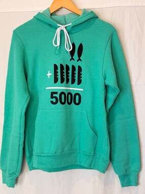 The Chosen 5000 Loaves and Fishes Graphic Hoodie Green Size Small NWOT